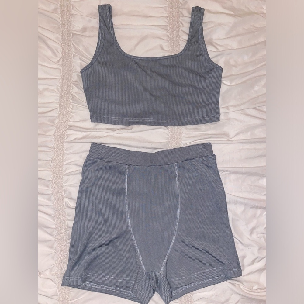 Shein Gray Ribbed Two-Piece Set - Size Small - Picture 6 of 7